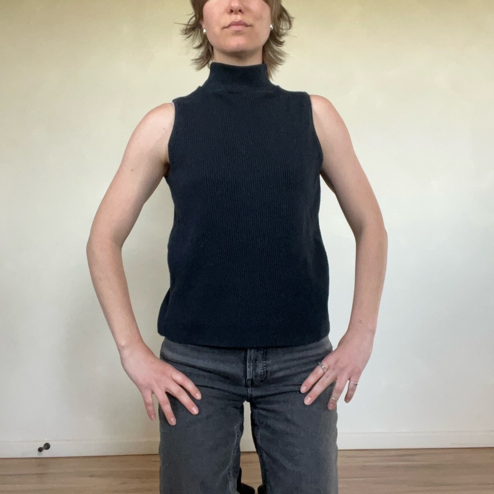 Black Turtleneck Sleeveless Sweater